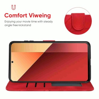 For Xiaomi Redmi Note 13 Pro 4G Global Skin Feel Geometric Lines Leather Phone Case(Red)