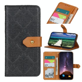 For Xiaomi Redmi Note 13 Pro 4G European Floral Embossed Leather Phone Case(Black)