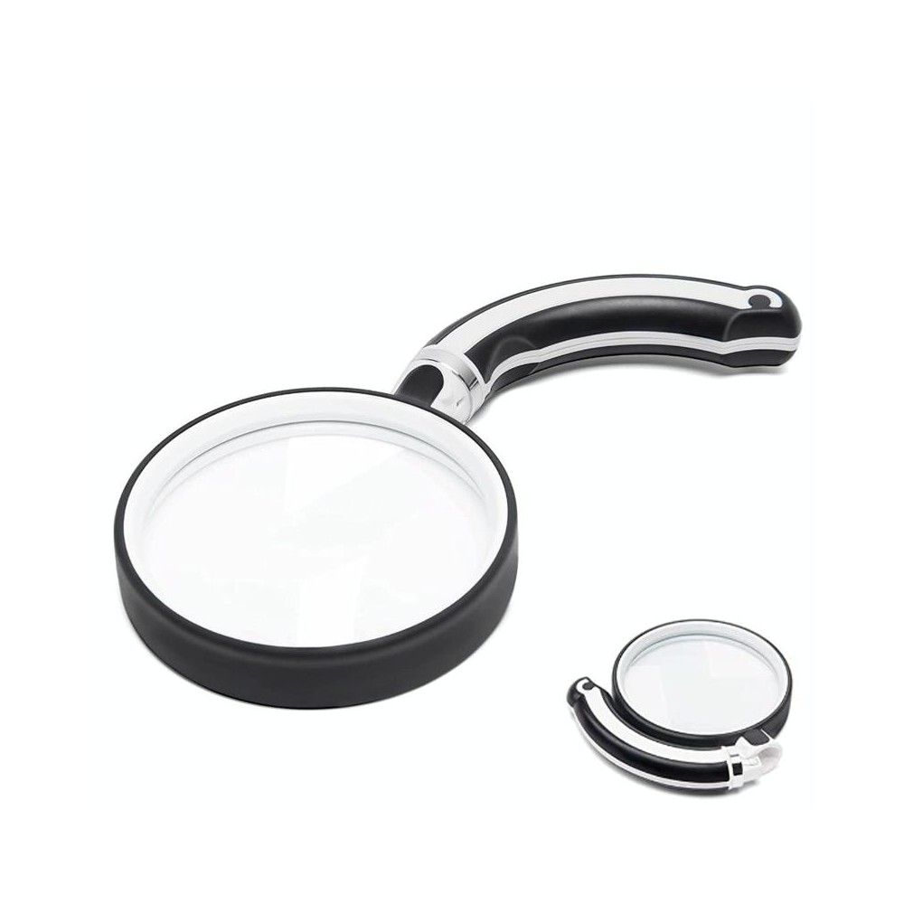 90mm Rubber Handle Folding Rotating Hand Magnifying Glass