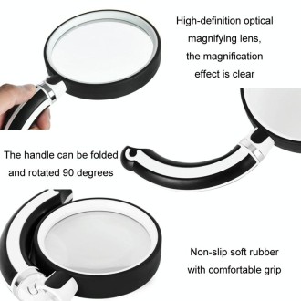 90mm Rubber Handle Folding Rotating Hand Magnifying Glass