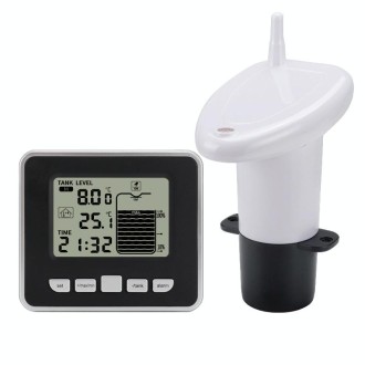 TS-FT002 Multifunctional Ultrasonic Electronic Water Tank Level Gauge With Indoor Temperature Thermometer Clock Display Water Le