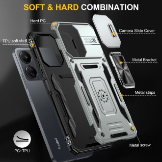 For Xiaomi Poco X6/Redmi Note 13 Pro 5G Armor PC + TPU Camera Shield Phone Case(Grey)