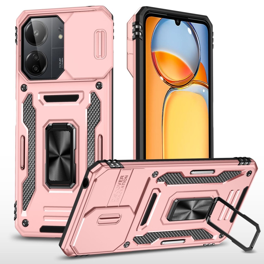 For Xiaomi Poco X6/Redmi Note 13 Pro 5G Armor PC + TPU Camera Shield Phone Case(Rose Gold)