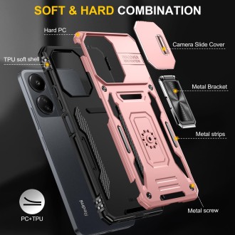 For Xiaomi Poco X6/Redmi Note 13 Pro 5G Armor PC + TPU Camera Shield Phone Case(Rose Gold)