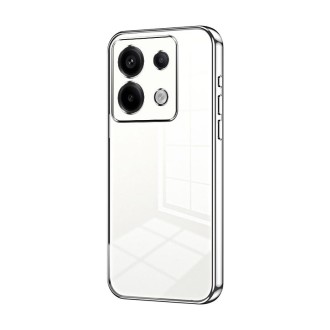 For Xiaomi Redmi Note 13 Pro Transparent Plating Fine Hole Phone Case(Silver)