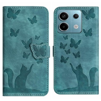 For Xiaomi Redmi Note 13 Pro 5G Butterfly Cat Embossing Flip Leather Phone Case(Wathet)