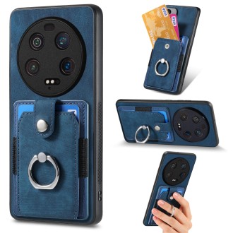 For Xiaomi 13 Ultra Retro Skin-feel Ring Multi-card Wallet Phone Case(Blue)