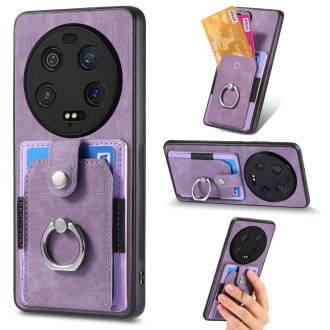 For Xiaomi 13 Ultra Retro Skin-feel Ring Multi-card Wallet Phone Case(Purple)