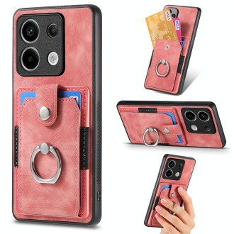 For Xiaomi Redmi Note 13 Pro Retro Skin-feel Ring Card Wallet Phone Case(Pink)