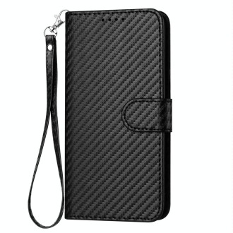 For Xiaomi Redmi Note 13 Pro 5G YX0070 Carbon Fiber Buckle Leather Phone Case with Lanyard(Black)