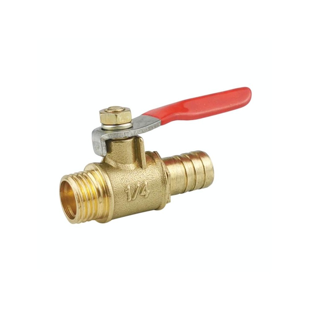 LAIZE Pneumatic Hose Connector Copper Ball Valve, Specification:Outside 2-Barb 10mm