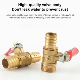 LAIZE Pneumatic Hose Connector Copper Ball Valve, Specification:Outside 2-Barb 10mm