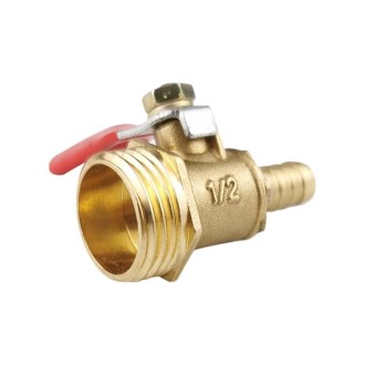 LAIZE Pneumatic Hose Connector Copper Ball Valve, Specification:Outside 4-Barb 8mm