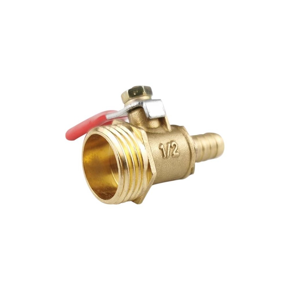 LAIZE Pneumatic Hose Connector Copper Ball Valve, Specification:Outside 4-Barb 8mm