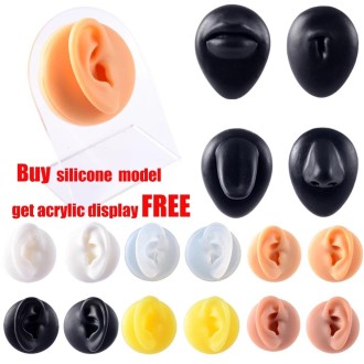 Soft Silicone Simulation Ear Model Practice Display Props, Style:Left Ear(Flesh Color)