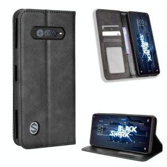 For Xiaomi Black Shark 5 RS Magnetic Buckle Retro Texture Leather Phone Case(Black)