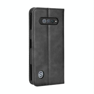 For Xiaomi Black Shark 5 RS Magnetic Buckle Retro Texture Leather Phone Case(Black)