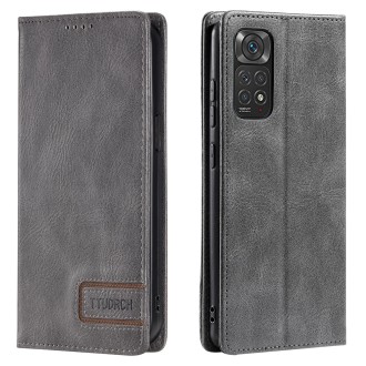 For Xiaomi Redmi Note 11 Pro 4G/5G Global TTUDRCH RFID Retro Texture Leather Phone Case(Grey)