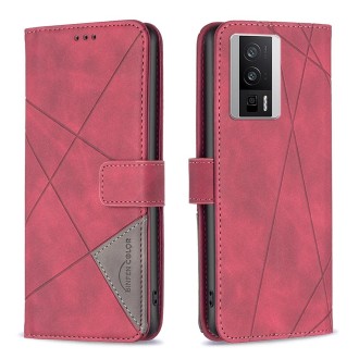 For Xiaomi Redmi K60 / K60 Pro Magnetic Buckle Rhombus Texture Leather Phone Case(Red)