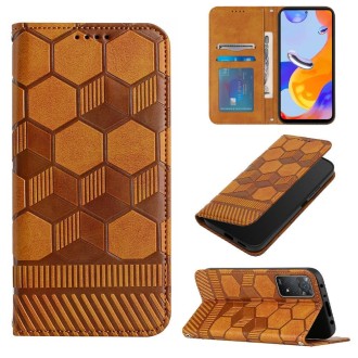 For Xiaomi Redmi Note 11 Pro 5G / 4G Global 2022 / Note 11 Pro+ India Football Texture Magnetic Leather Flip Phone Case(Khaki)