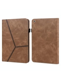 Solid Color Embossed Striped Smart Leather Case For iPad mini 5 / 4 / 3 / 2 / 1(Brown)