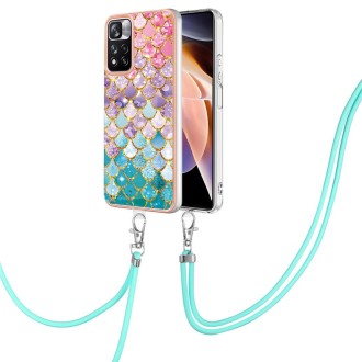 For Xiaomi Redmi Note 11 Pro China Electroplating IMD TPU Phone Case with Lanyard(Colorful Scales)