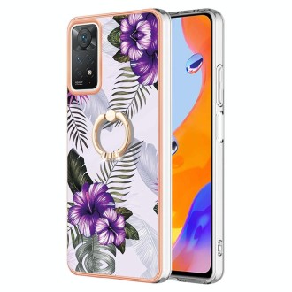 For Xiaomi Redmi Note 11 Pro 5G / 4G Global Electroplating IMD TPU Phone Case with Ring(Purple Flower)