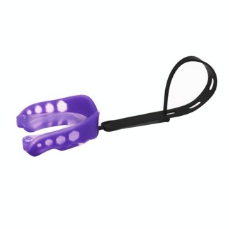 Mouthguard Braces Boxing Taekwondo Combat Protective Gear With Lanyard, Style: Medium (Purple)