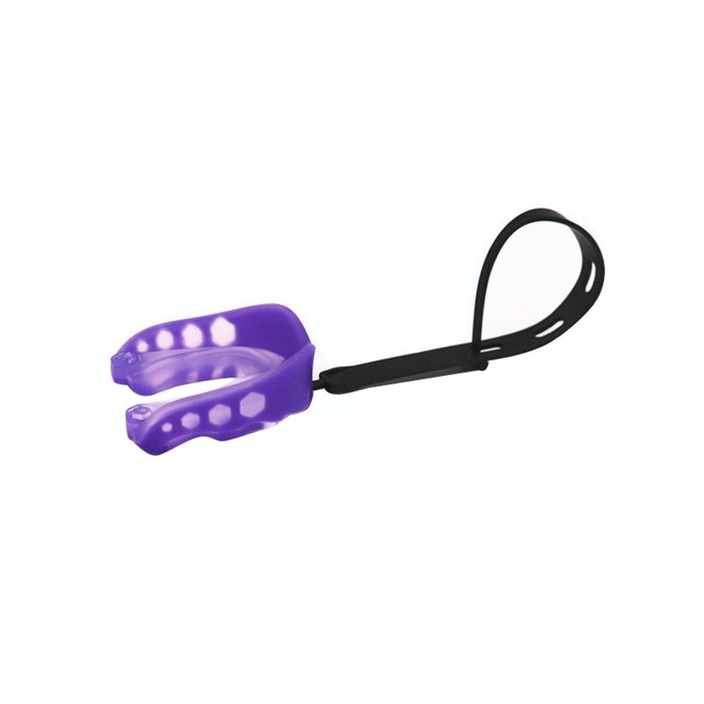 Mouthguard Braces Boxing Taekwondo Combat Protective Gear With Lanyard, Style: Medium (Purple)