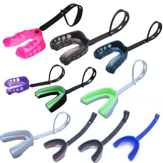 Mouthguard Braces Boxing Taekwondo Combat Protective Gear With Lanyard, Style: Medium (Purple)