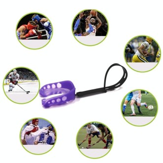 Mouthguard Braces Boxing Taekwondo Combat Protective Gear With Lanyard, Style: Medium (Purple)