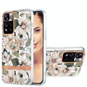 For Xiaomi Redmi Note 11 Pro / Note 11 Pro+ Ring IMD Flowers TPU Phone Case(Green Gardenia)