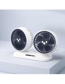 12v/24v Car Fan USB Interface Powerful Double Head Electric Fan(Pearl White)