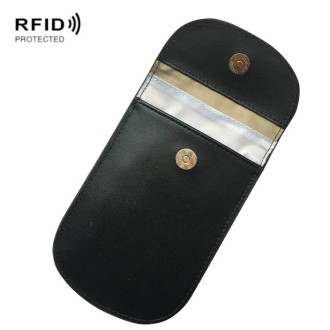 Anti-scanning Anti-GPS Positioning Cowhide RFID Car Shielding Key Case(Black)