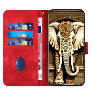 For Xiaomi Redmi Note 13 Pro 5G YX0060 Elephant Head Embossed Phone Leather Case with Lanyard(Red)