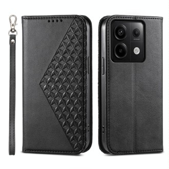 For Xiaomi Redmi Note 13 Pro Cubic Grid Calf Texture Magnetic Leather Phone Case(Black)