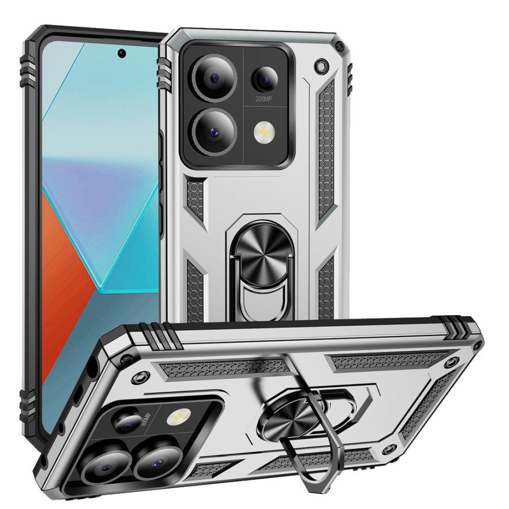 For Xiaomi Redmi Note 13 Pro 5G Shockproof TPU + PC Phone Case with Holder(Silver)