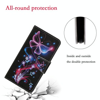 For Xiaomi Redmi Note 13 Pro Colored Drawing Pattern Leather Phone Case(Fluorescent Butterfly)