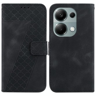 For Xiaomi Redmi Note 13 Pro 4G 7-shaped Embossed Leather Phone Case(Black)