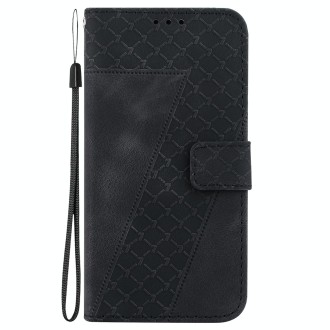 For Xiaomi Redmi Note 13 Pro 4G 7-shaped Embossed Leather Phone Case(Black)