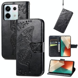 For Xiaomi Redmi Note 13 Pro Butterfly Love Flower Embossed Leather Phone Case(Black)