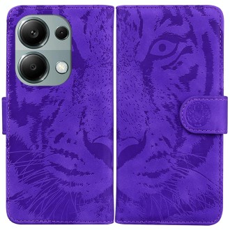 For Xiaomi Redmi Note 13 Pro 4G Tiger Embossing Pattern Leather Phone Case(Purple)