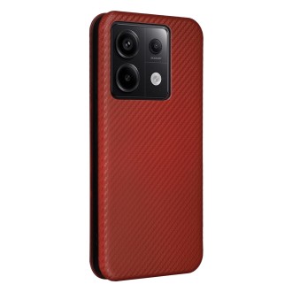 For Xiaomi Redmi Note 13 Pro Carbon Fiber Texture Flip Leather Phone Case(Brown)