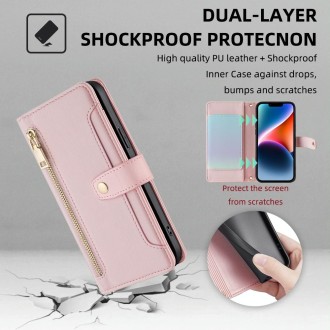 For Xiaomi Redmi Note 13 Pro 5G Sheep Texture Cross-body Zipper Wallet Leather Phone Case(Pink)