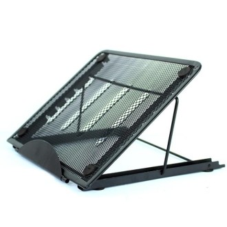 Portable Desktop Folding Cooling Metal Mesh Adjustable Ventilated Holder(Black)