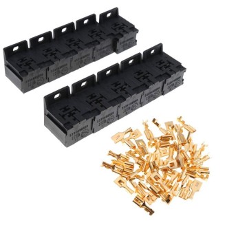 30A-80A Relay Base Holder 5-pin Socket with 50 Pieces Terminals