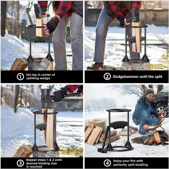 Firewood Kindling Splitter Manual Log Splitter with Carbon Steel Cutter Head, Model: Detachable A Type