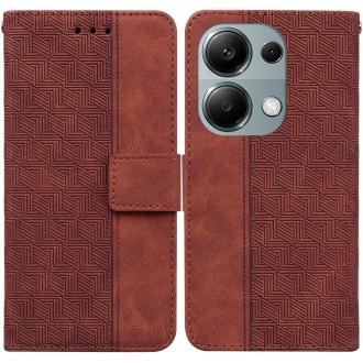 For Xiaomi Redmi Note 13 Pro 4G Geometric Embossed Leather Phone Case(Brown)