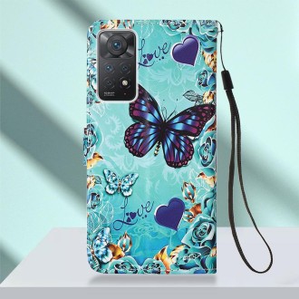 For Xiaomi Redmi Note 11 Pro 5G / 4G Foreign Colored Drawing Pattern Plain Weave Leather Phone Case(Heart Butterfly)