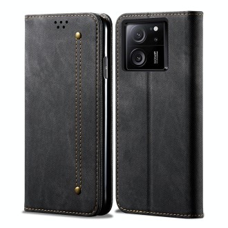 For Xiaomi Redmi K60 Ultra / 13T Denim Texture Casual Style Horizontal Flip Leather Case(Black)